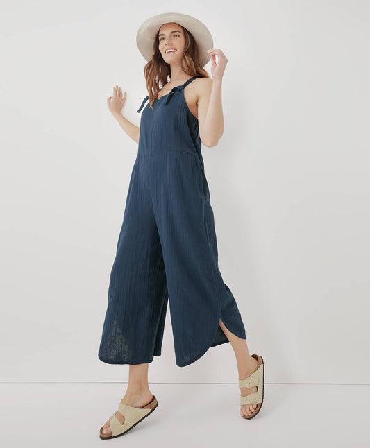 Coastal Double Gauze Tie-Strap Jumpsuit | Navy