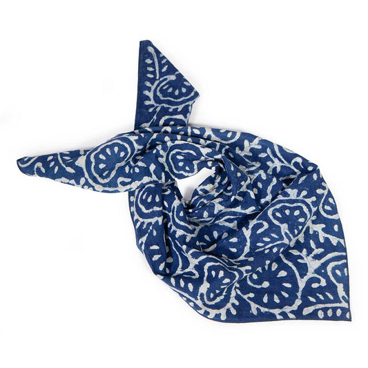 Indigo Paisley Block Print Bandana