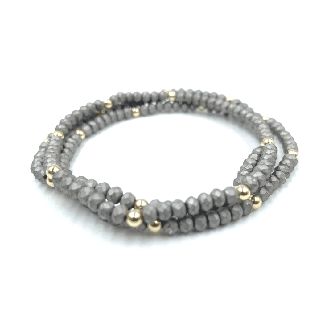 #P - OG Classic Bracelet Stack in Matte Gray + Gold Filled