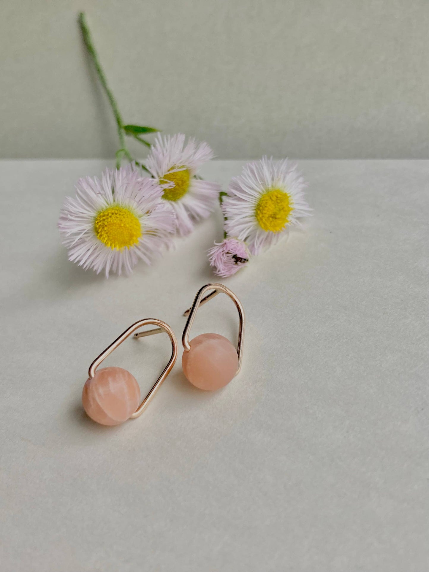 Cove Stud - Minimal Gemstone Arc Frame Stud in Warm Tones