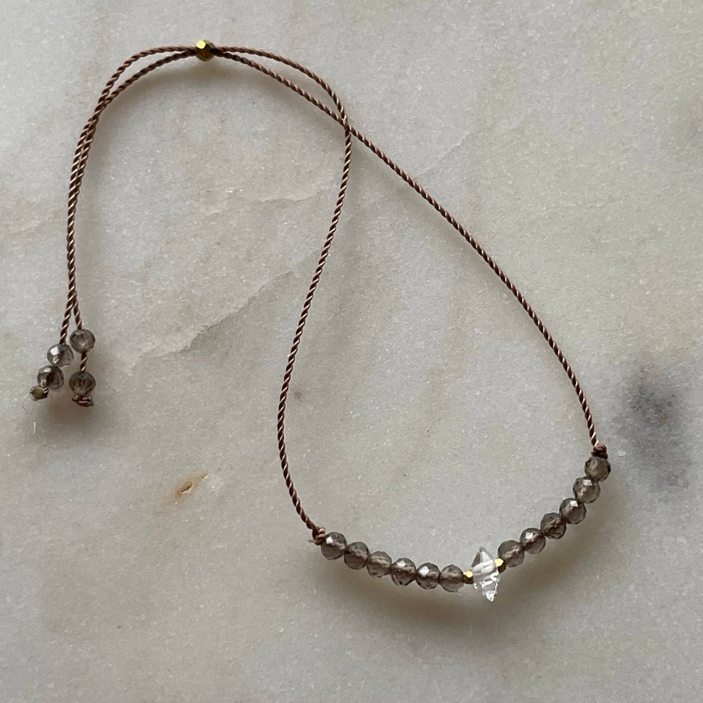 Smoky Quartz and Herkimer Diamond Bracelet- Healing