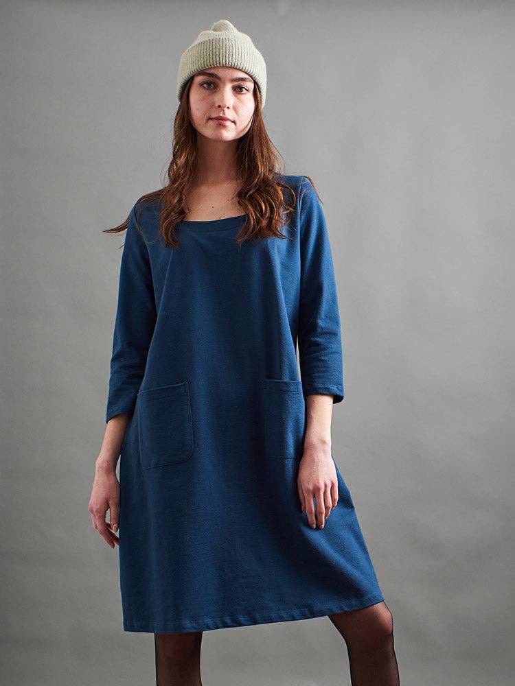 Sylvan Shift Dress Loop Knit  | Blue