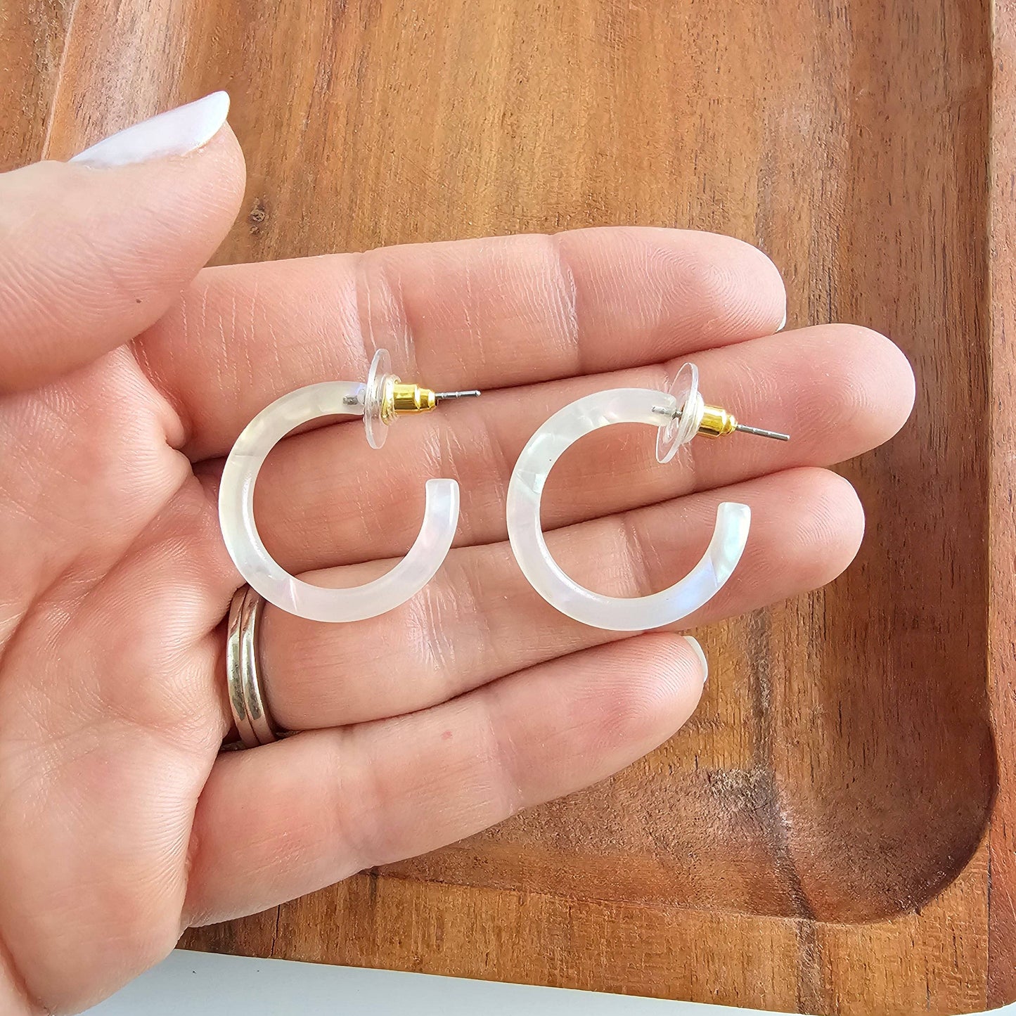 Cam Mini Hoops - Opalite // Spring Jewelry, Earrings