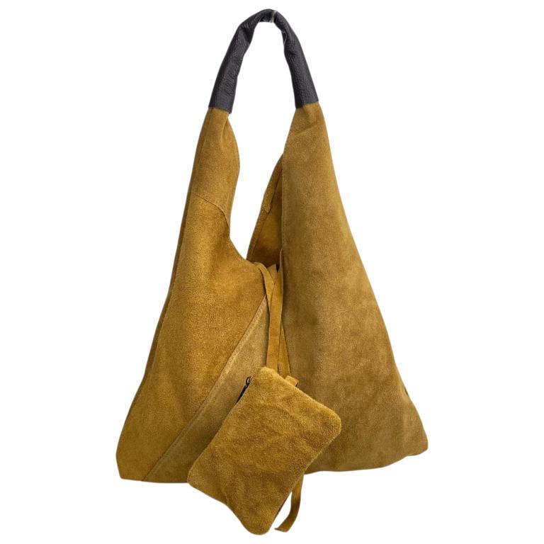 Suede Leather Shoulder Bag with Coin Purse