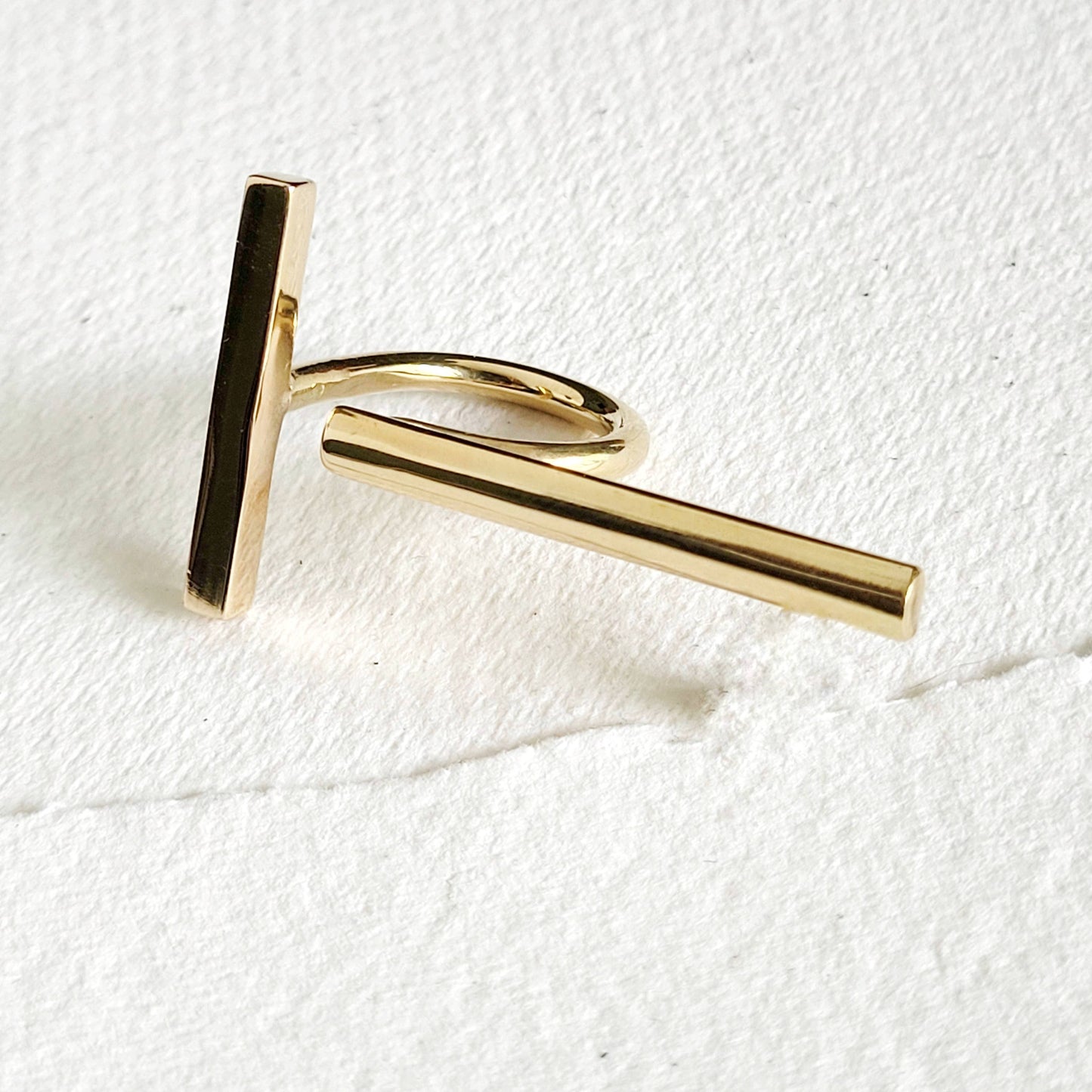 Brass bold designer double bar ring handcrafted Bisjoux #BX02