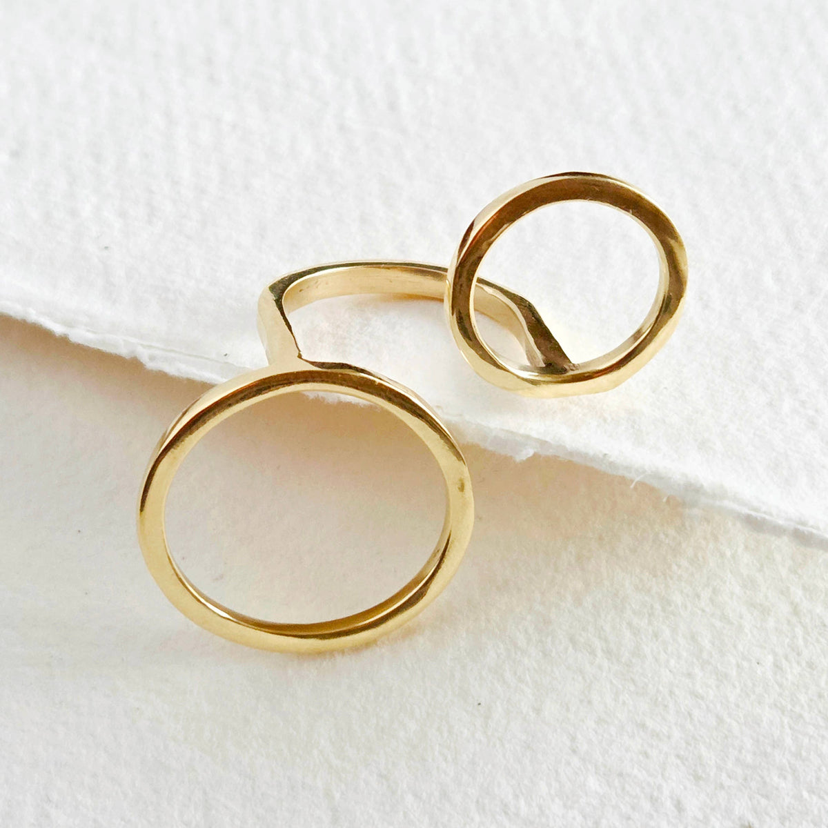 Brass ring open circle adjustable handmade double ring