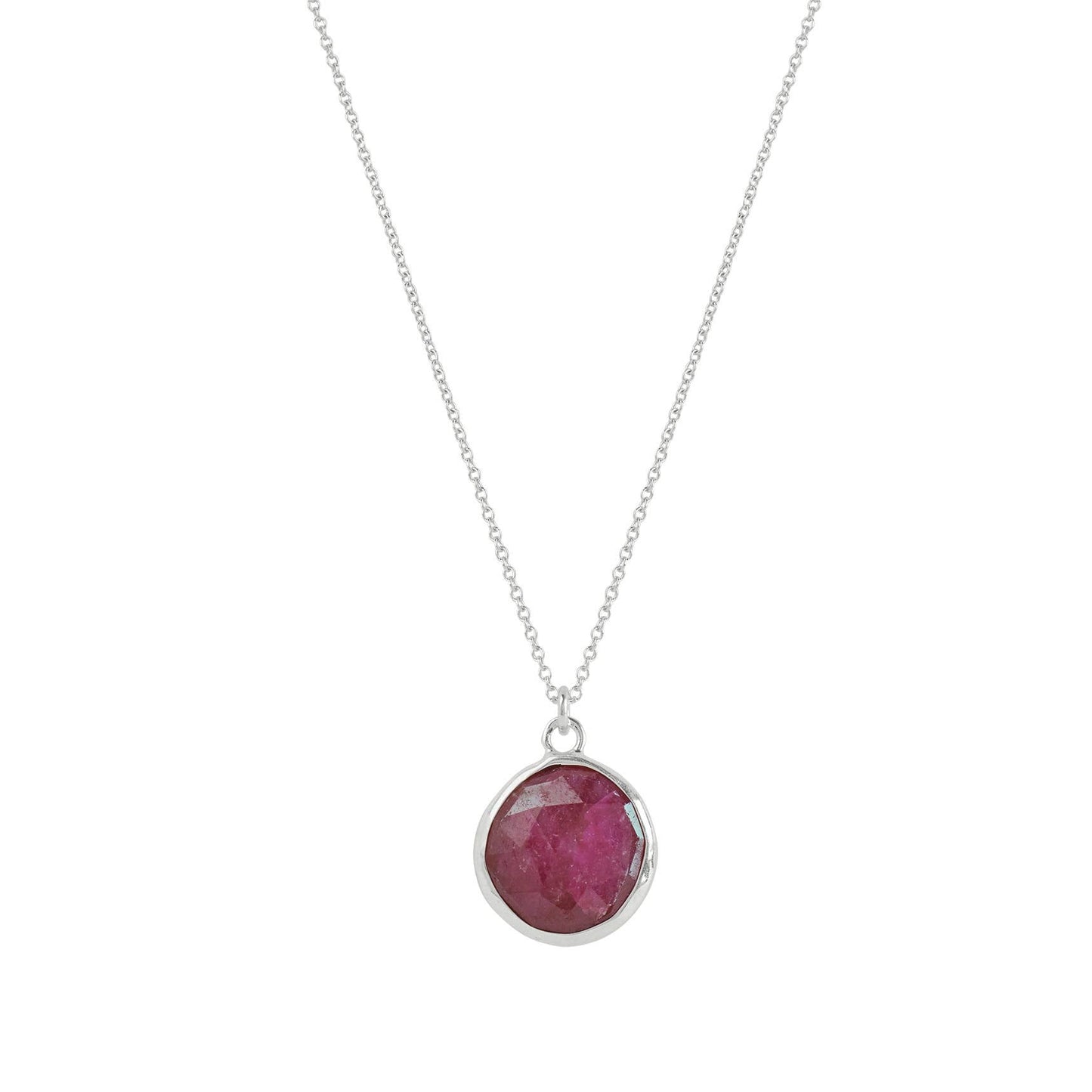 RUBY-Round Ruby Necklace in Silver or Vermeil