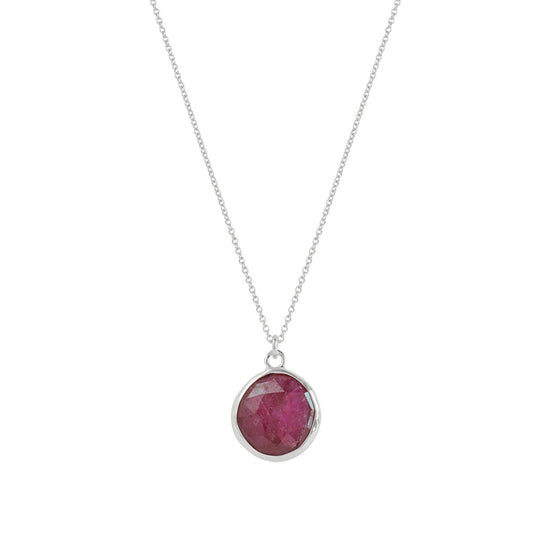 RUBY-Round Ruby Necklace in Silver or Vermeil