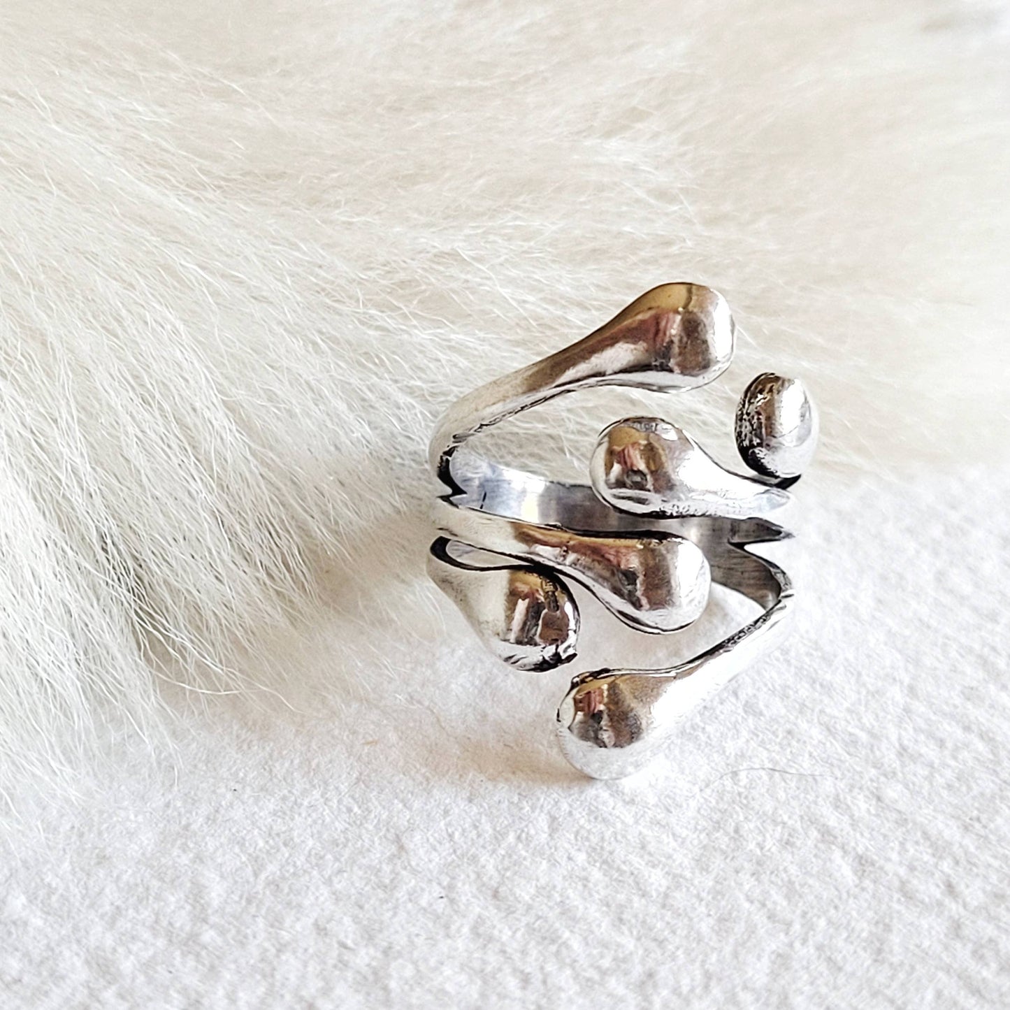 Silver ring molten cluster handmade