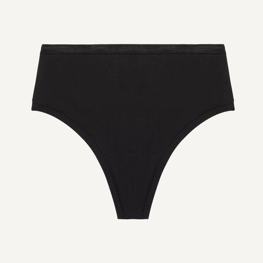 Organic Cotton High-Rise Thong Underwear | Carbon