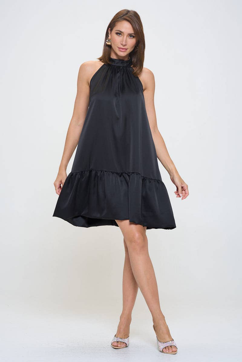 Black Sleeveless Flounce Dress (Made in USA)