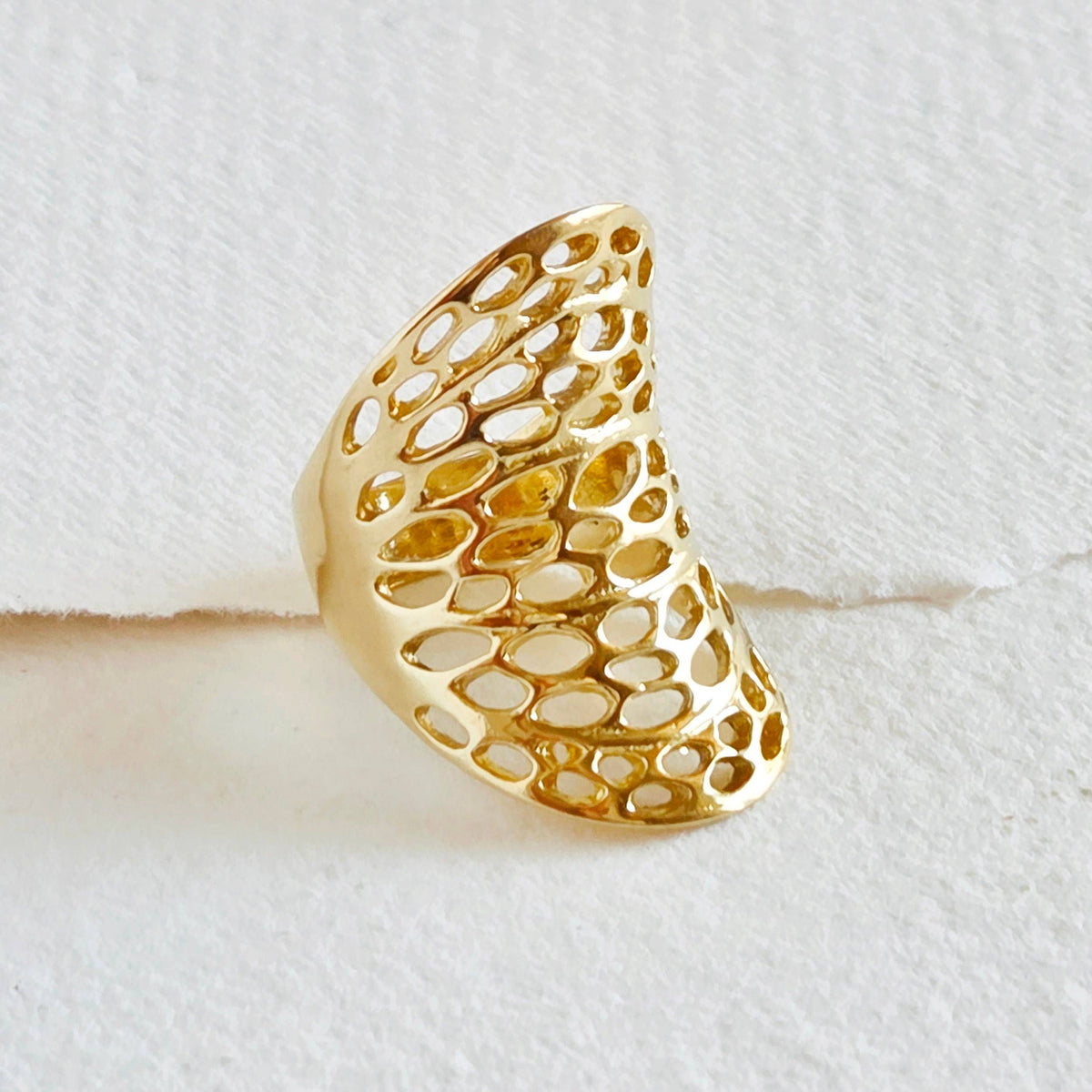 Solid brass open freeform design Morel ring