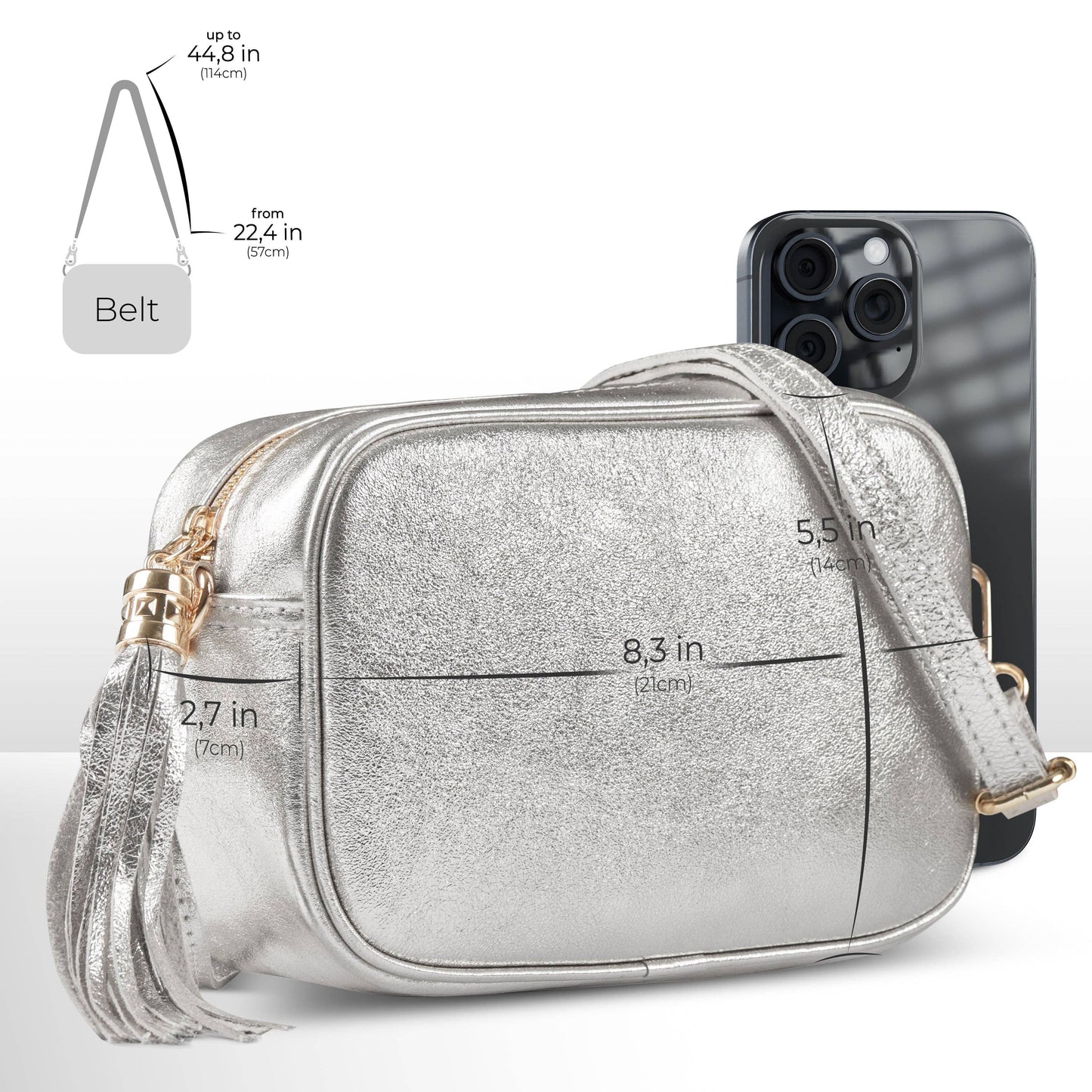 Italian Genuine Metallic Suede Crossbody Bag 231302
