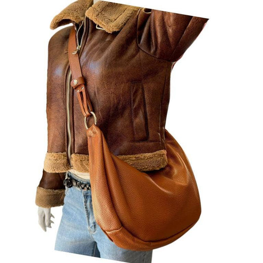 Italian Leather Crescent Design Shoulder Bag 58038