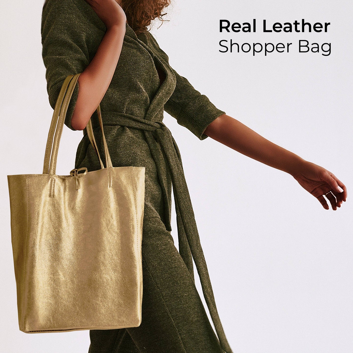 Italian Genuine Metallic Suede Tote Bag 201718