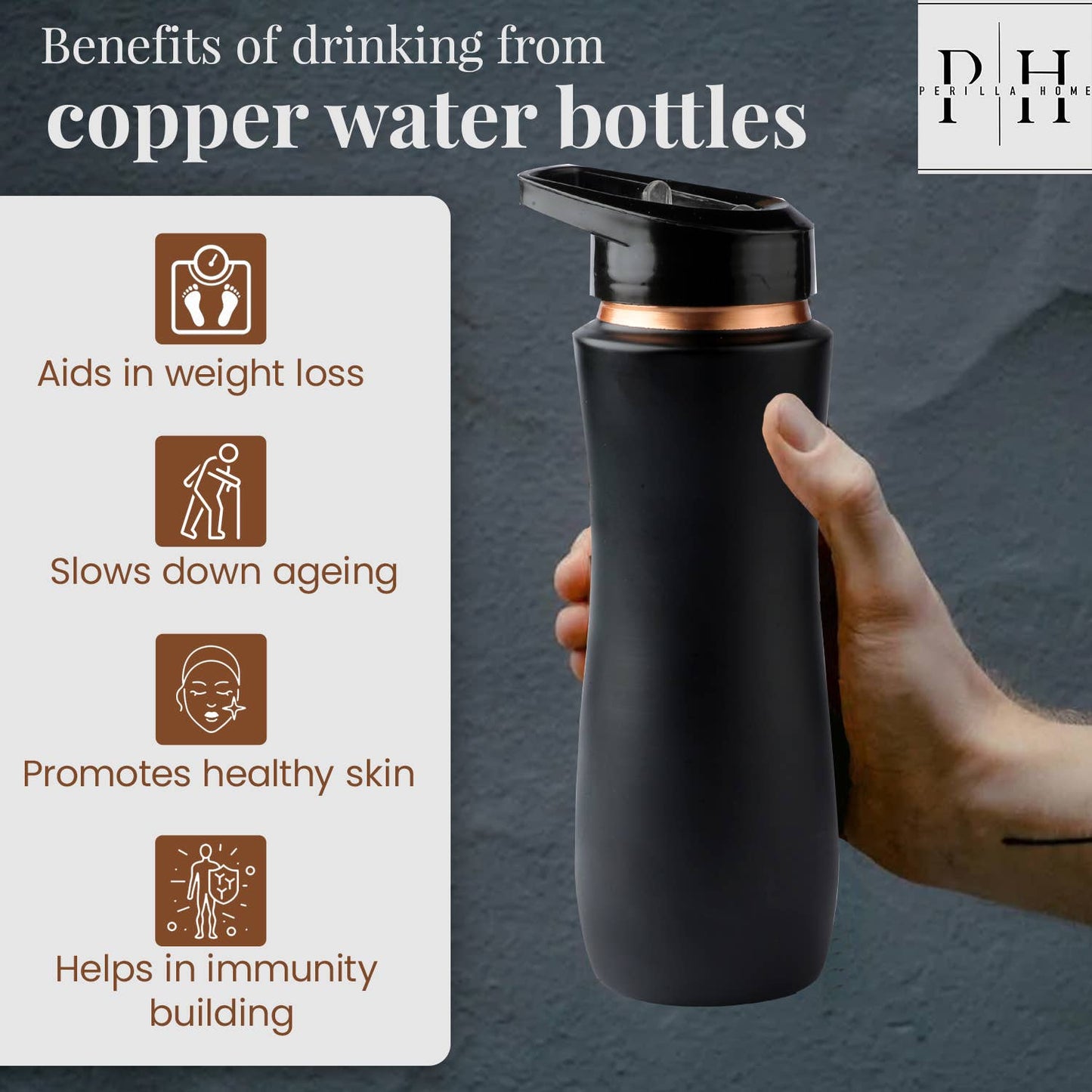 Copper Sipper bottle (Black)