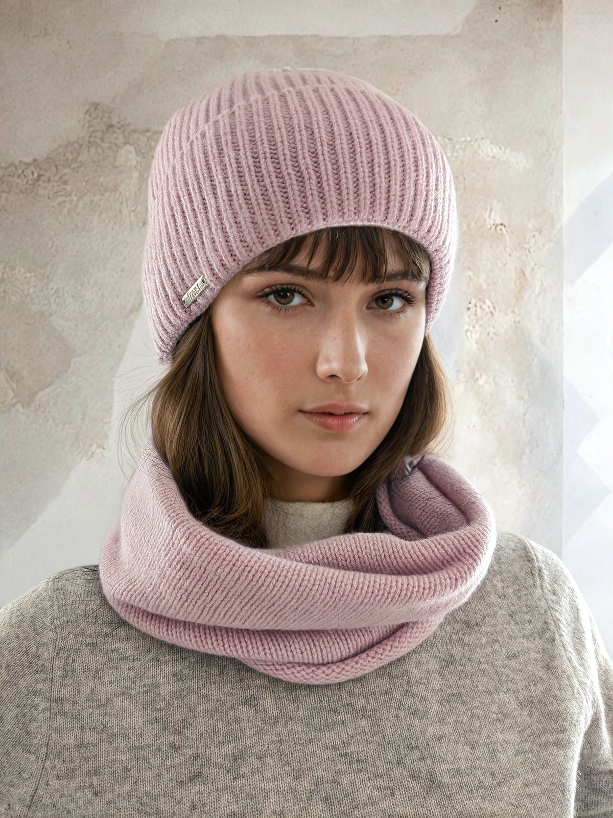 Cashmere Merino Knitted Beanie Rolled Cuff Snug Fit Hat