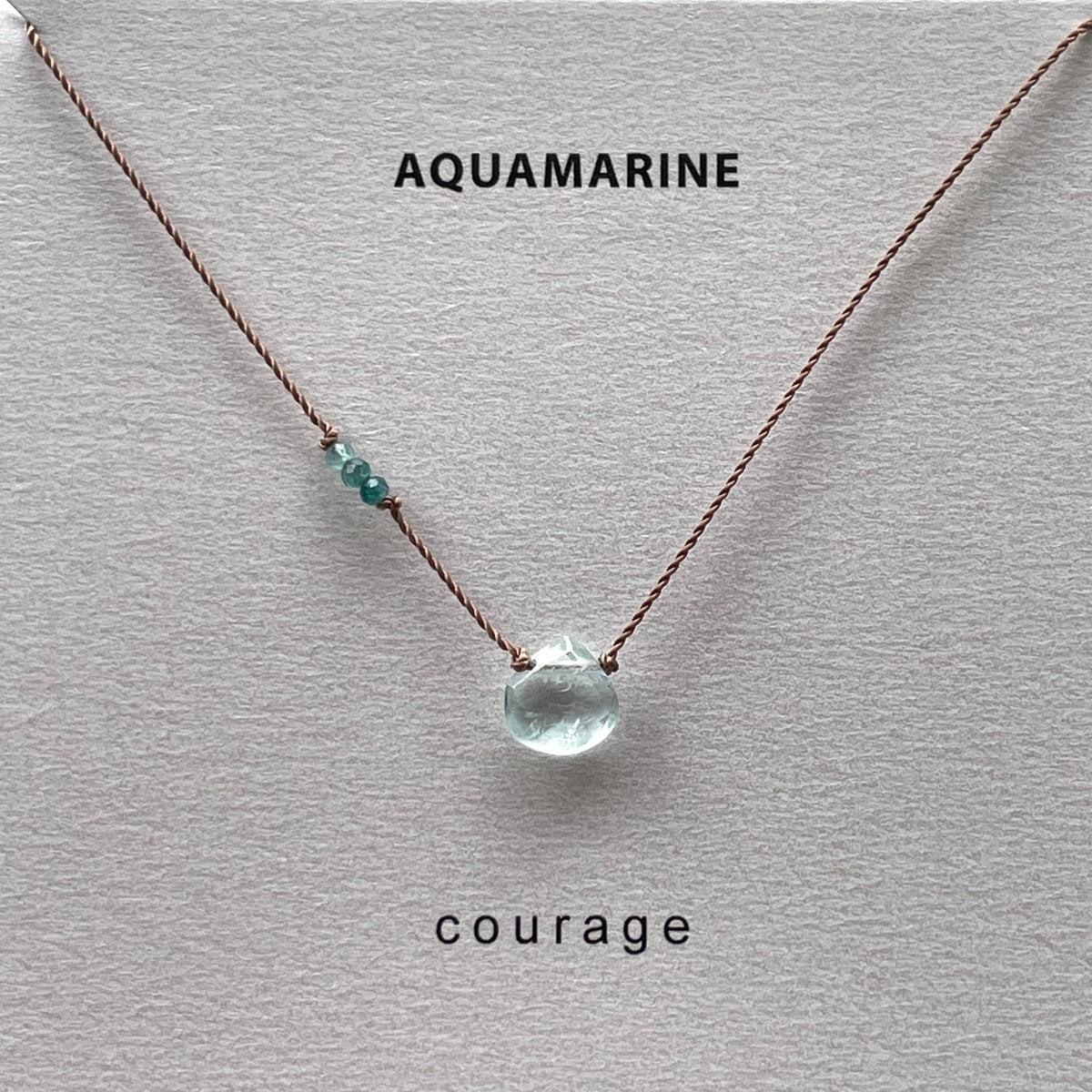 Aquamarine and Emerald Courage Necklace, Valentine's Day