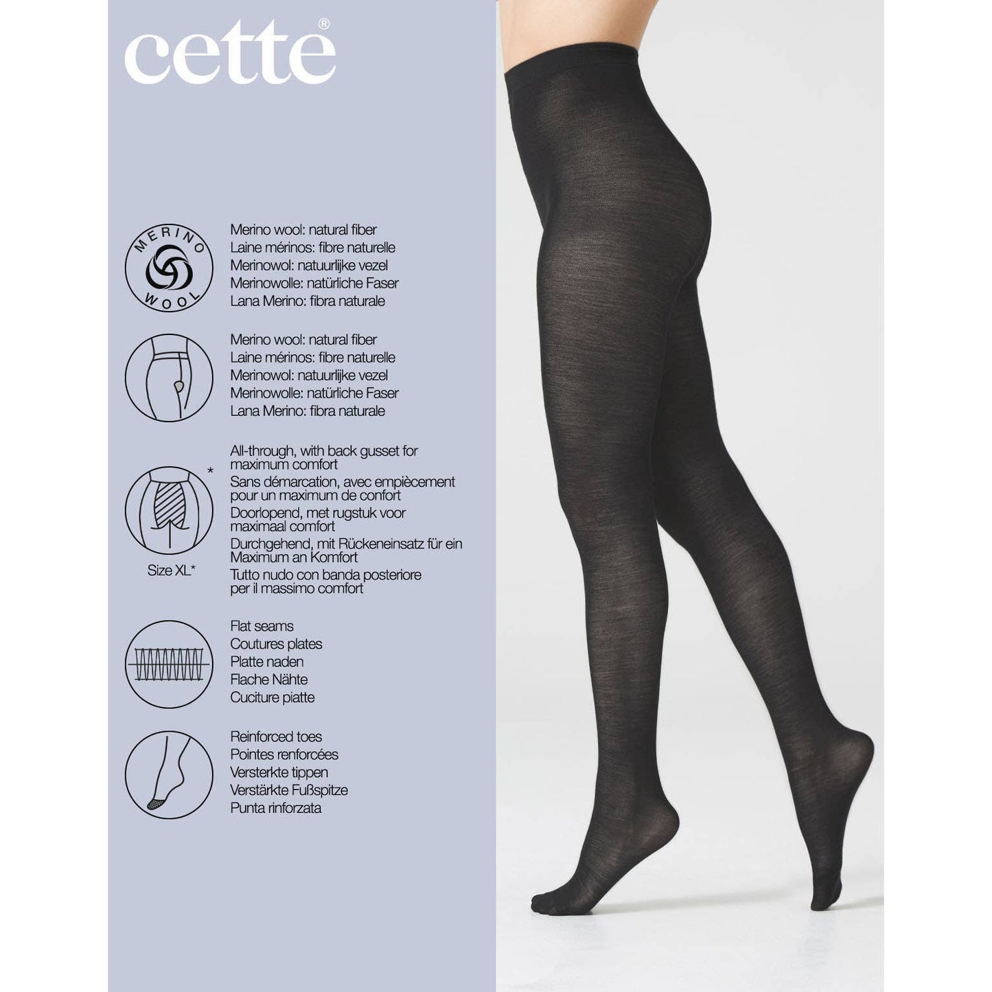 Merino Wool Tights 100 DEN, winter opaque tights