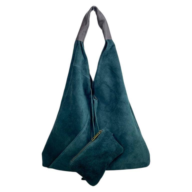 Suede Leather Shoulder Bag with Coin Purse