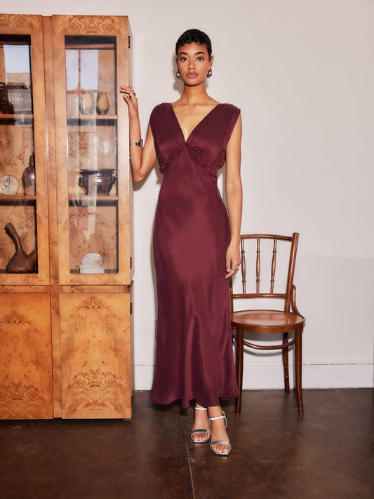 Cierra Ruffle Detail Midi Dress