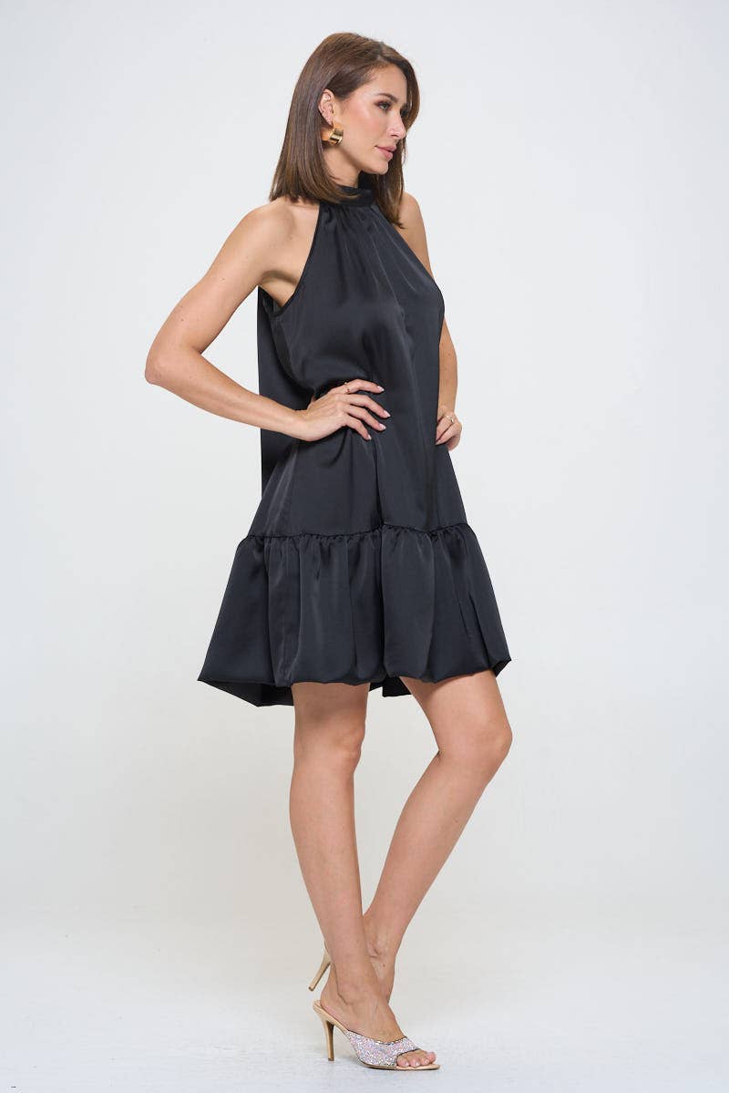 Black Sleeveless Flounce Dress (Made in USA)