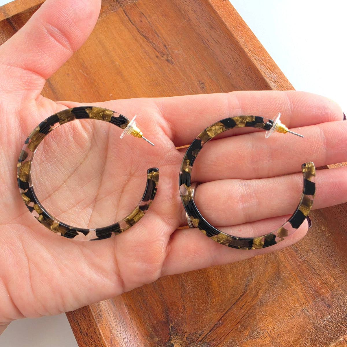 Cameron Hoops - Black & Bronze // Fall, Holiday, Earrings