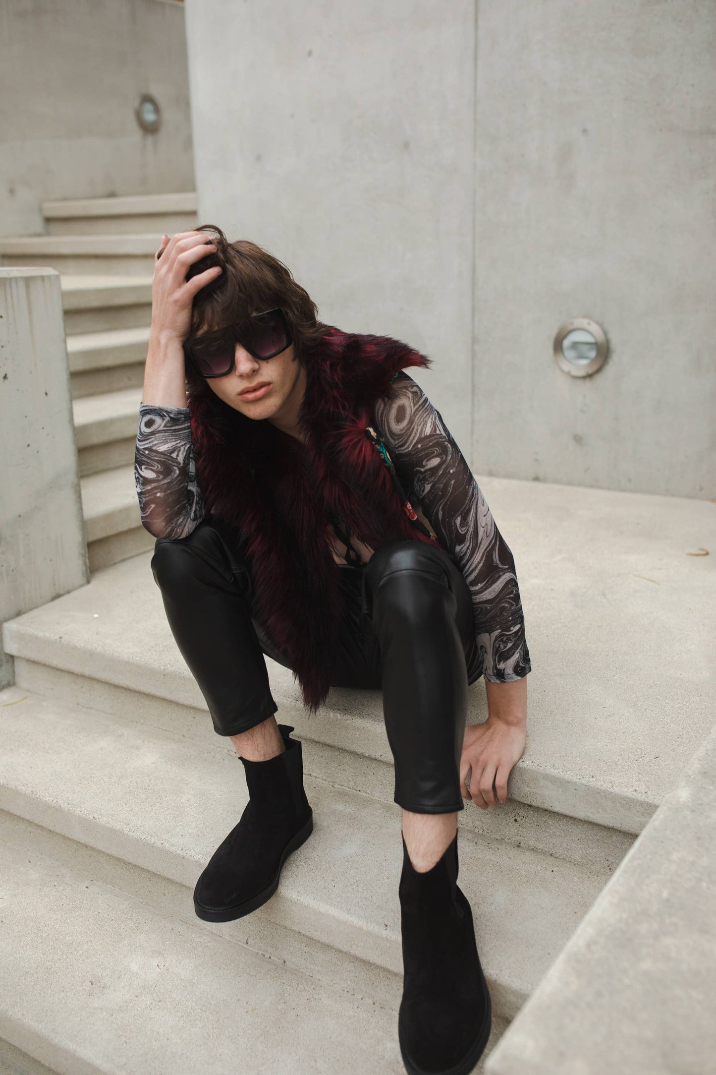 Oxblood Faux Fur Collar