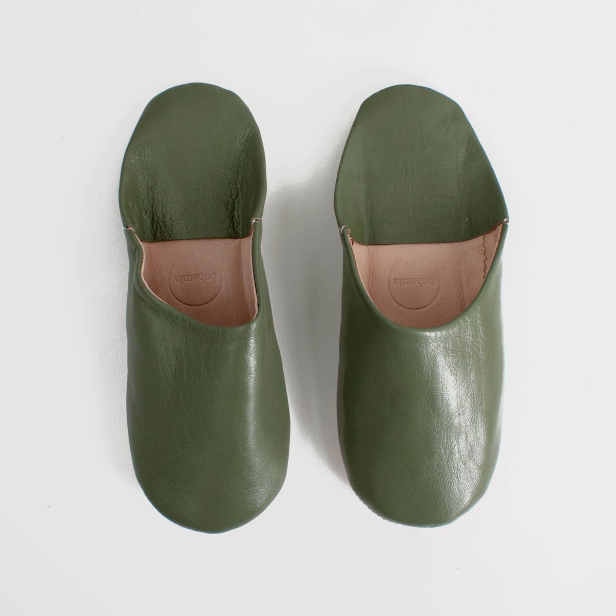 Moroccan Leather Slippers | Olive