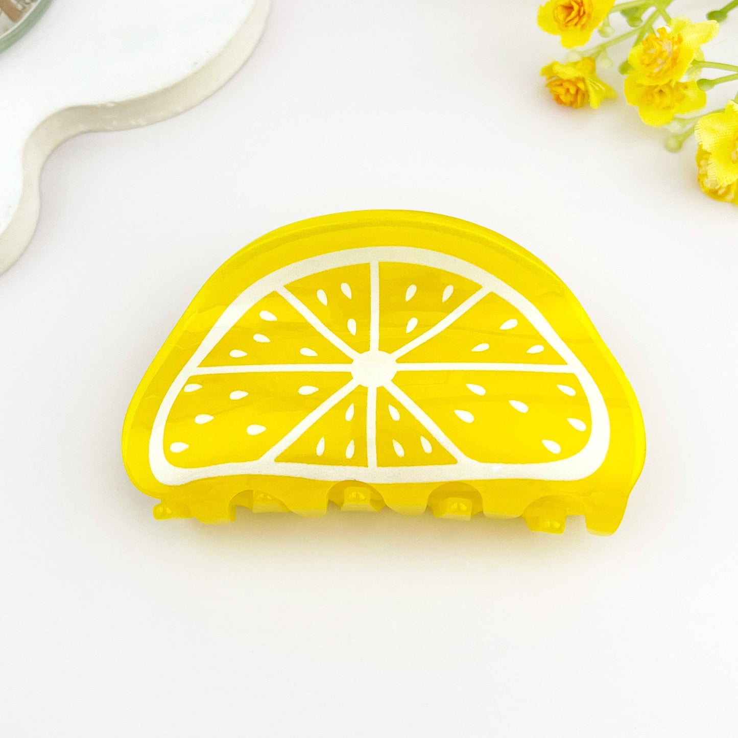 Vibrant Yellow Lemon Fruit Hair Claw Clip – Fresh & Cute