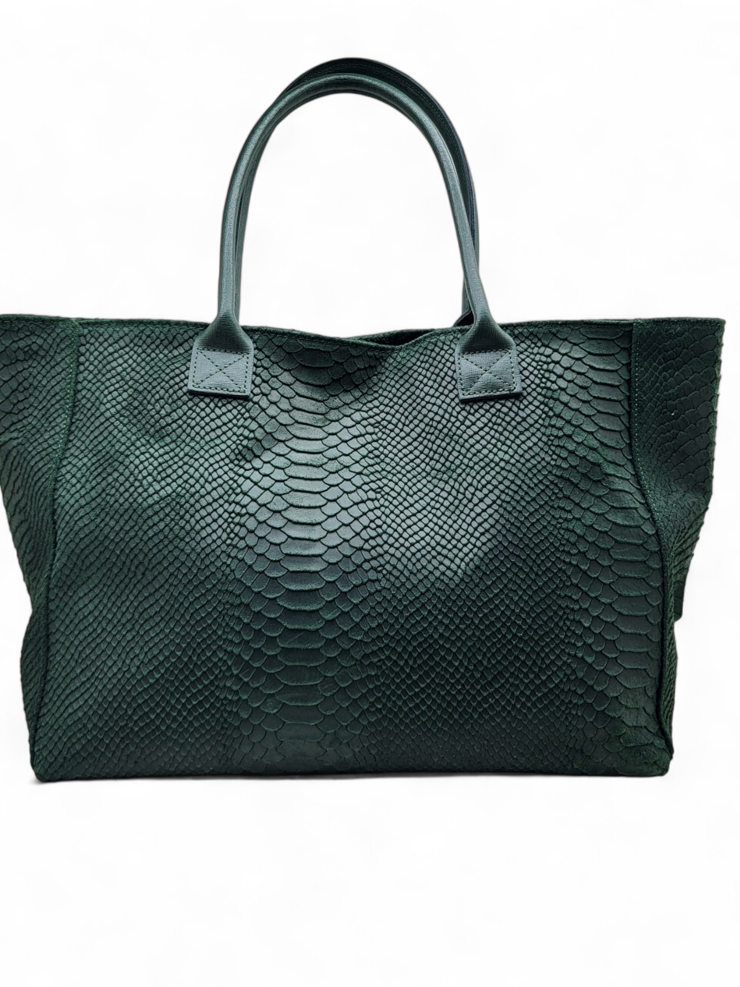 LOLA – Italian Python-Embossed Leather Bag – Emerald Green