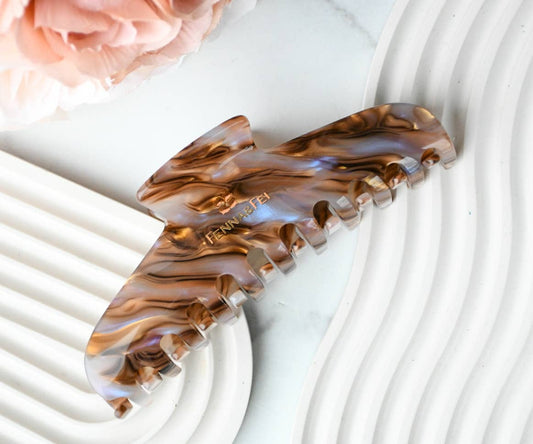Glamour Grip XL Claw in Ametrine | Bronze Gold Lavender | Italian Acetate Tortoise Shell XL Hair Clip