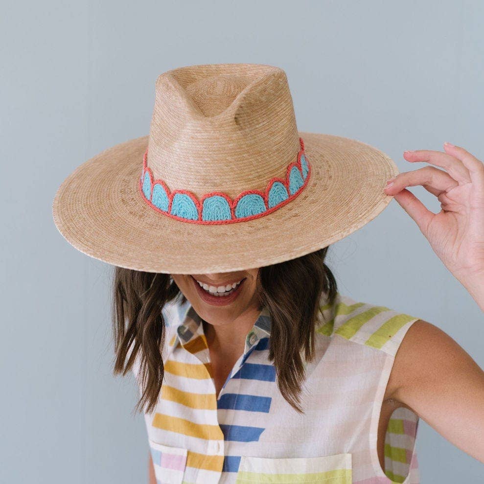 Gloria Turquoise Crochet Palm Hat