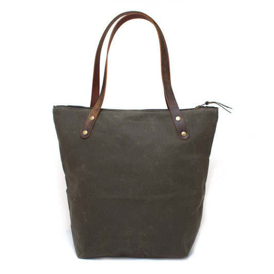 Olive Waxed Canvas Portfolio Tote