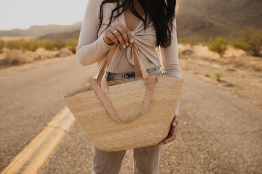 Abby Natural Palm Leaf Handbag Purse