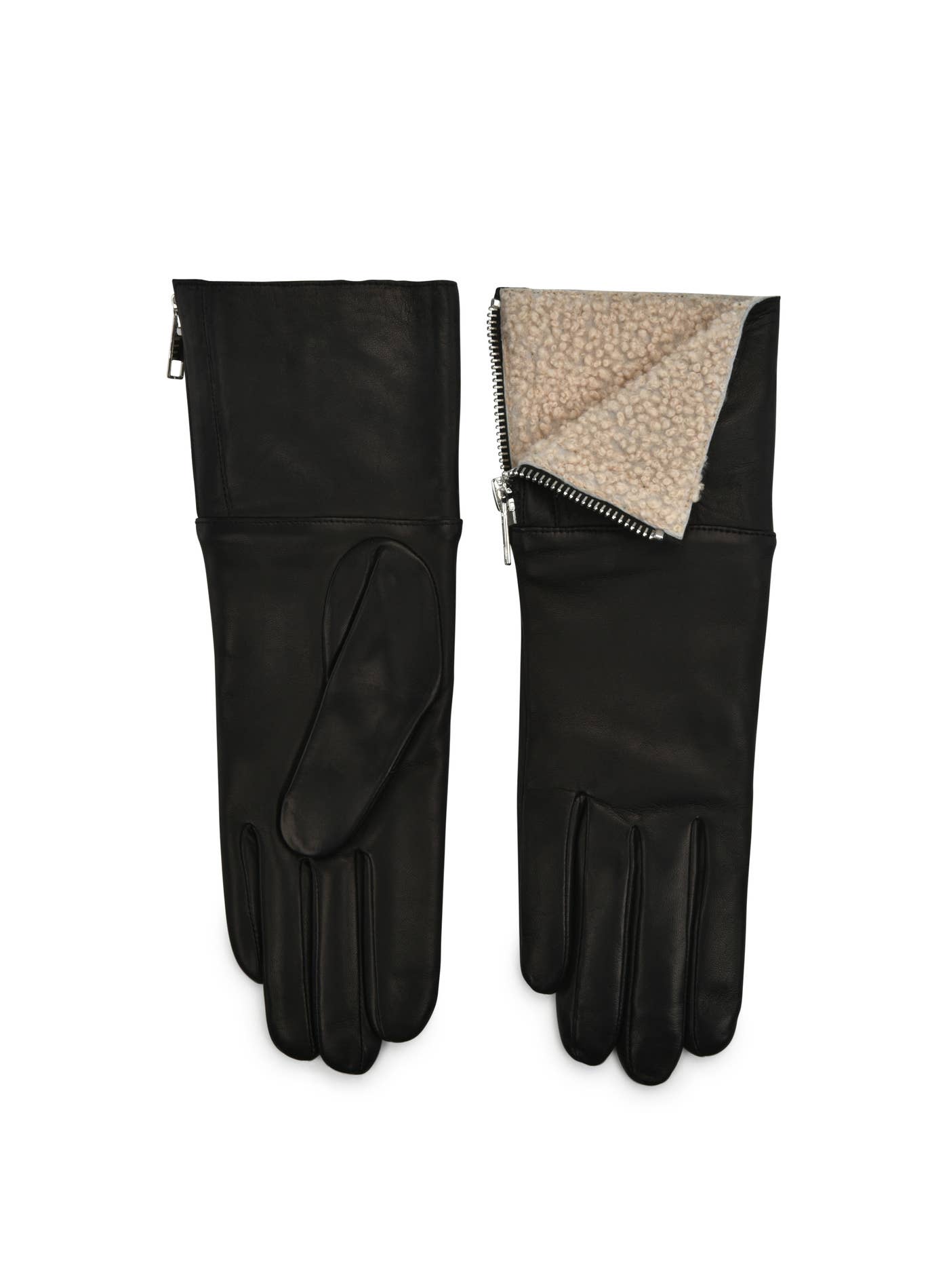 (L143) Gloves: Touch Tech Leather w/ shearling cuff zipper