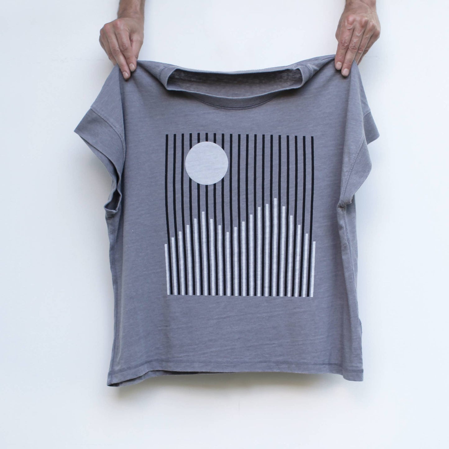 Glacier Geometric Alpine Mountains Loose Fit Boxy Tee Gray