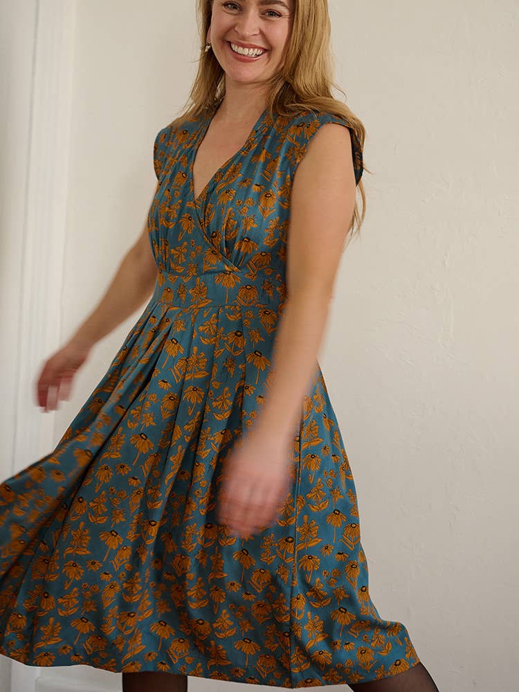 Lucille Dress Teal Floral