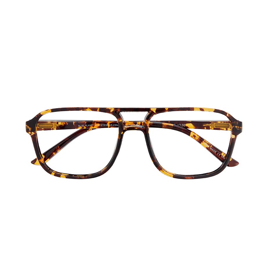 BP20391 - NEW Jax Aviator Brown Marble Blue Light Reader
