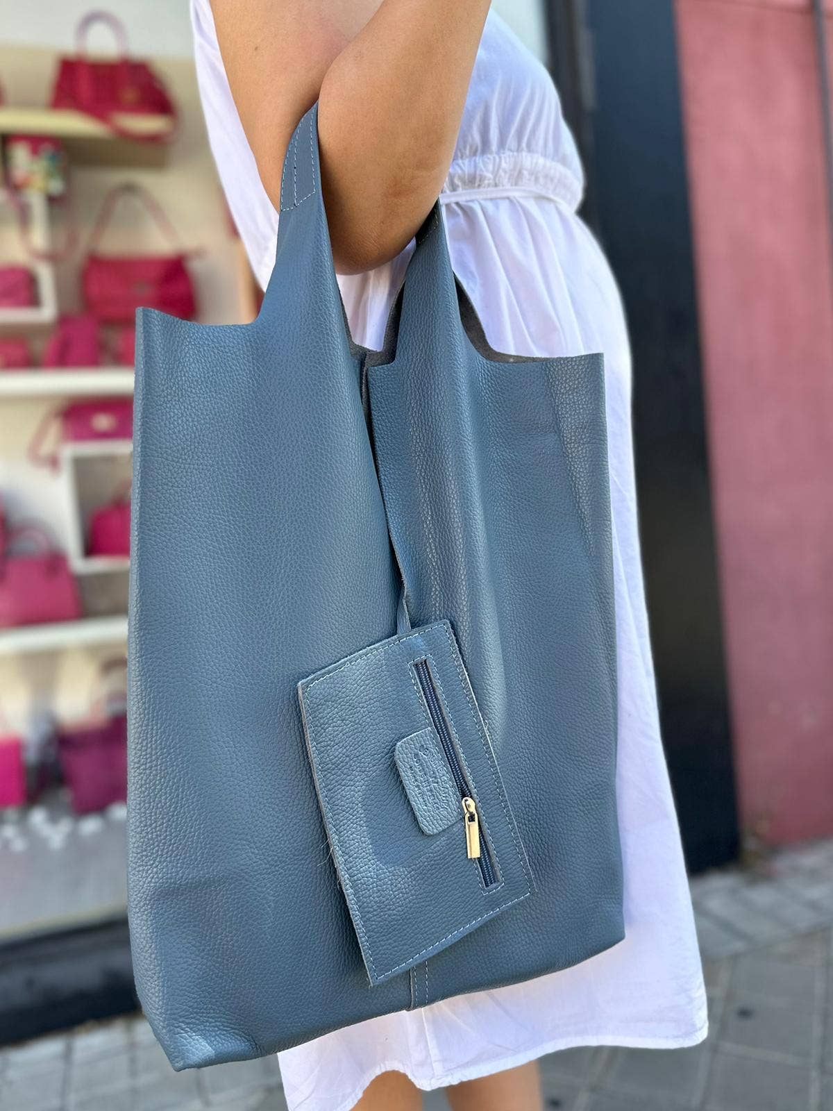 Leather University Shopper Bag with Extra Coin Pocket
