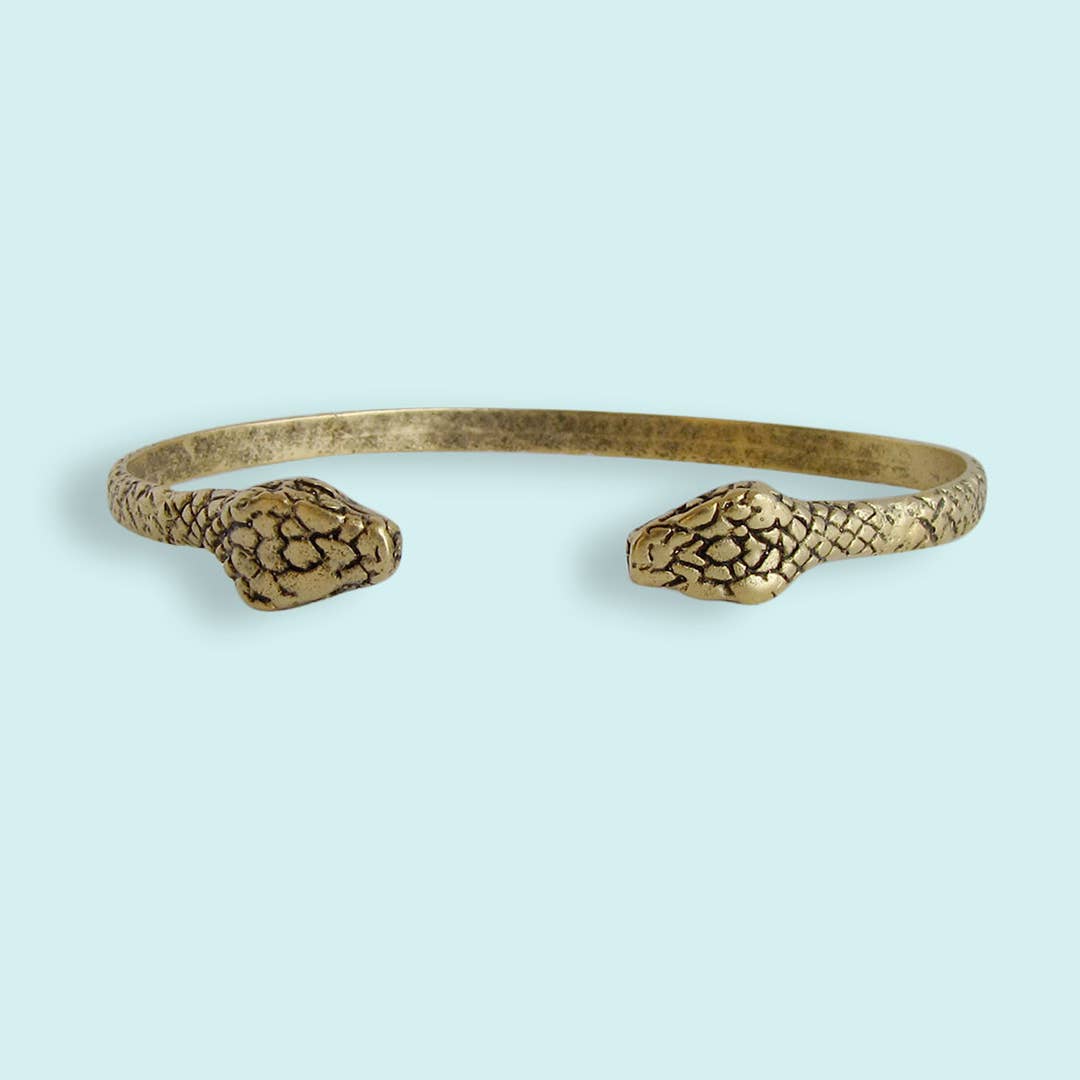 Antique Gold Snake Cuff Bracelet