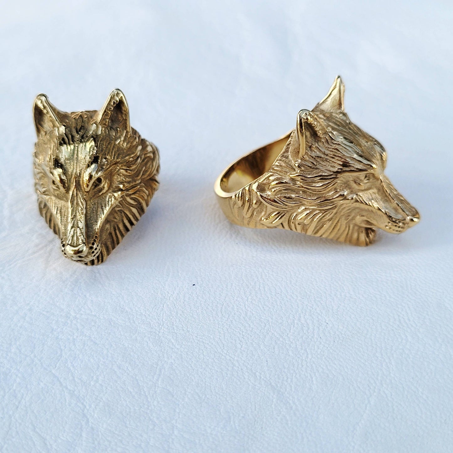 Wolf dog fox canine animal ring gold plated bold #BX11