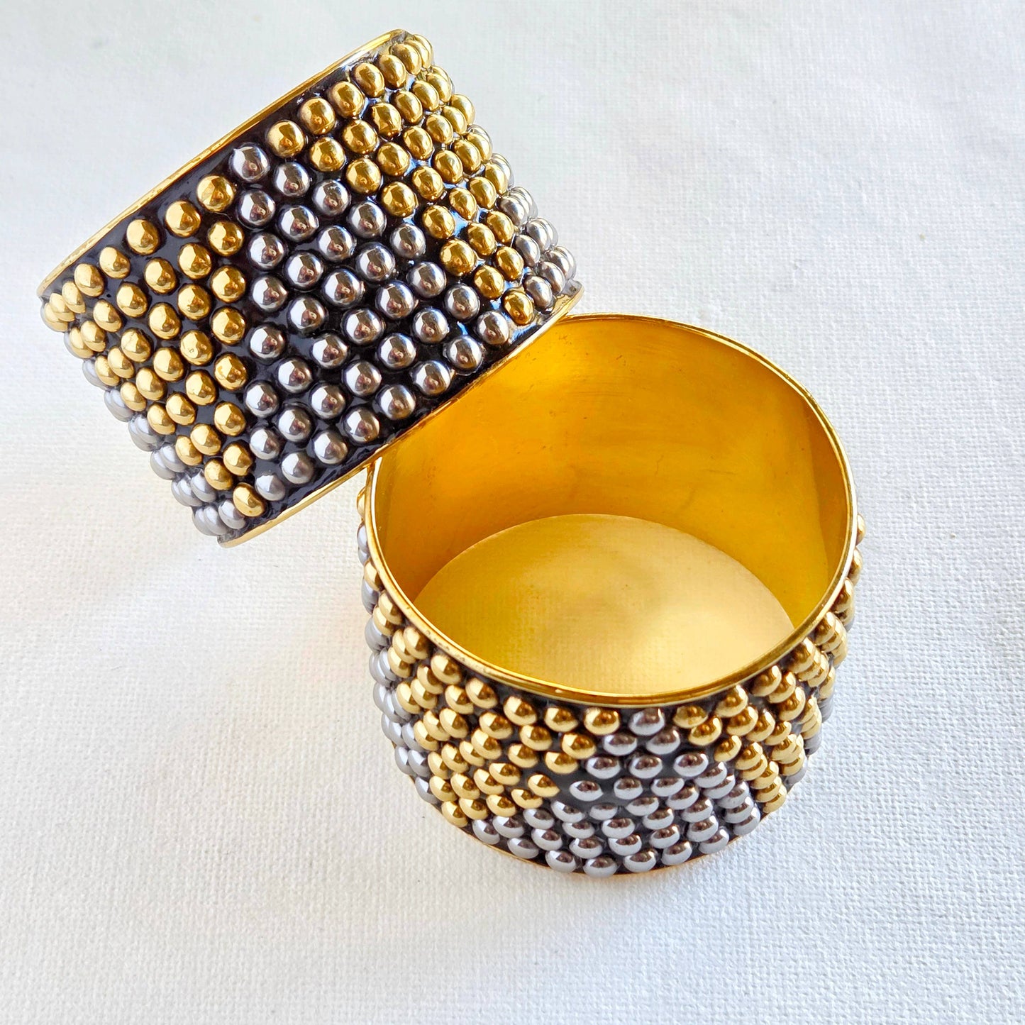 Brass bold studded modern brass cuff bracelet large