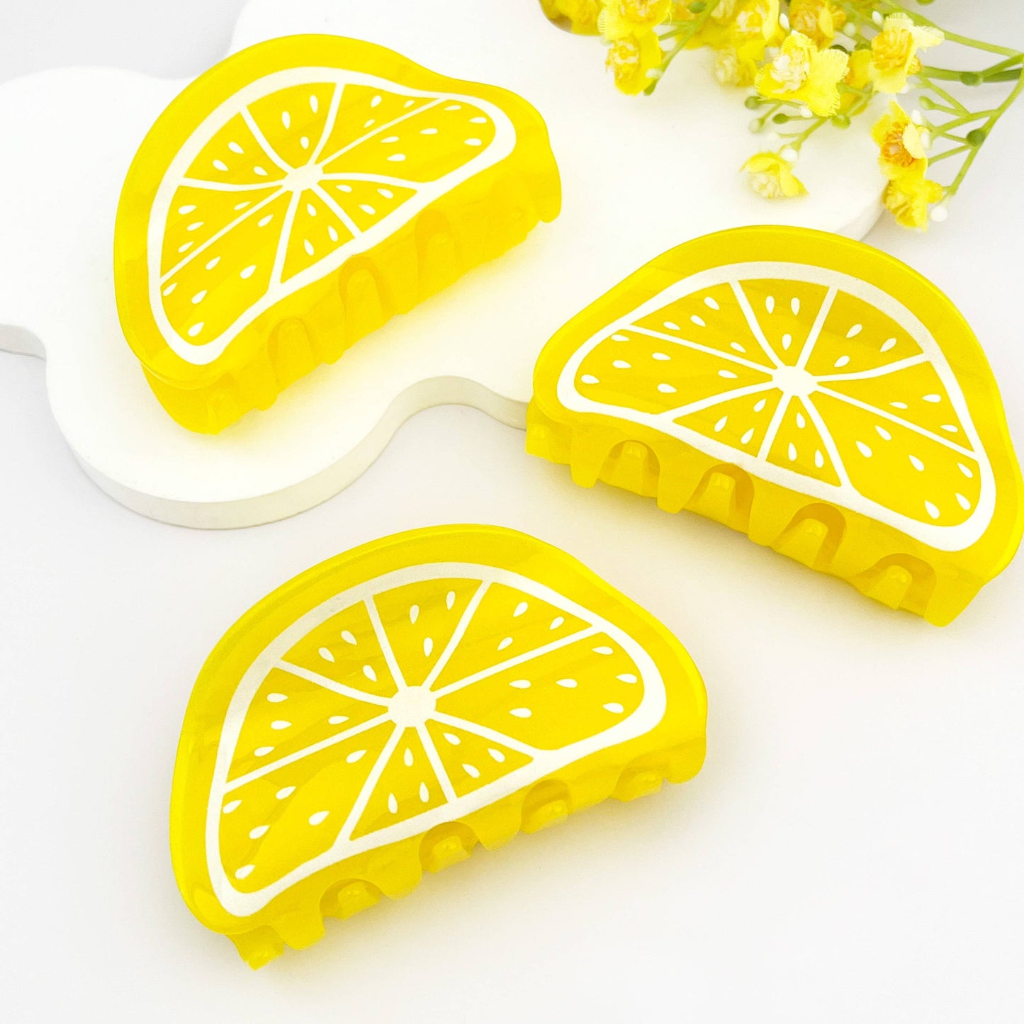 Vibrant Yellow Lemon Fruit Hair Claw Clip – Fresh & Cute