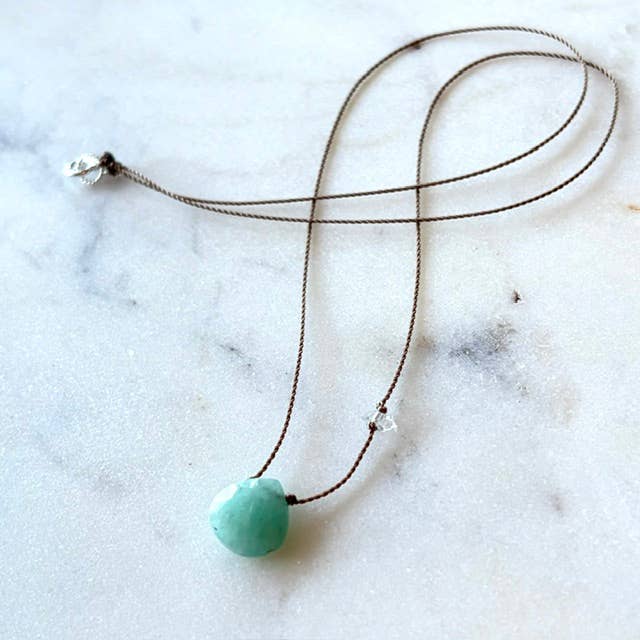 Amazonite with Herkimer Diamond Comminication Necklace