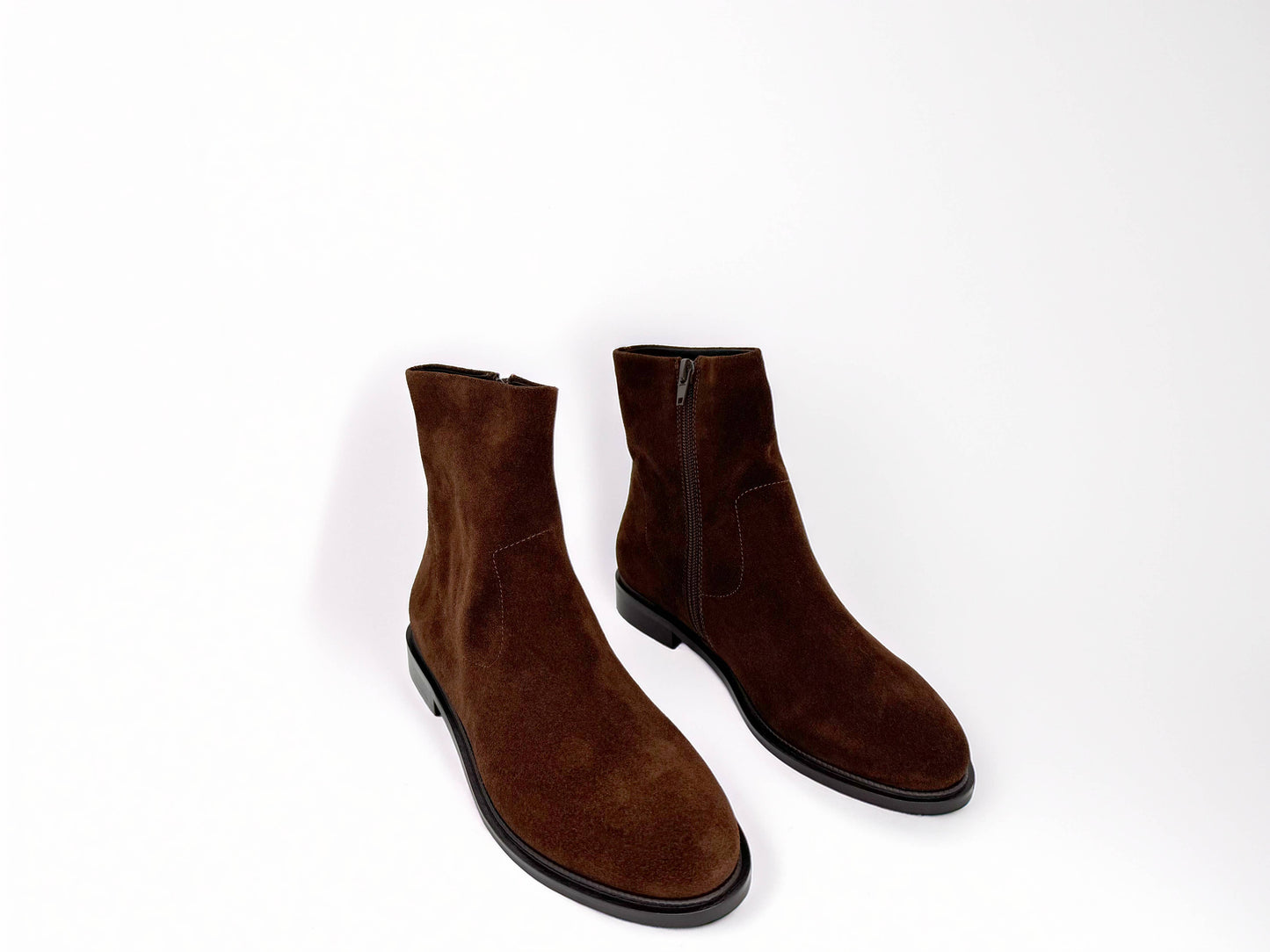 Flacco Flat Zip Up Brown Suede Bootie