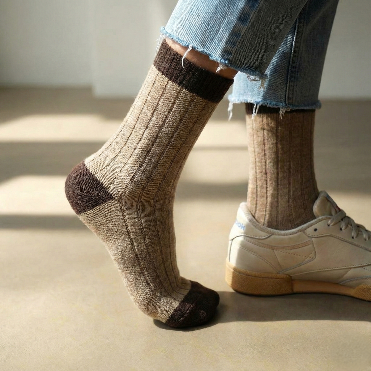 KLUE Merino Wool socks with Bands | Caramel and Brown