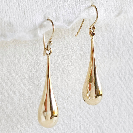 Brass droplet teardrop tear hanging dangle earrings