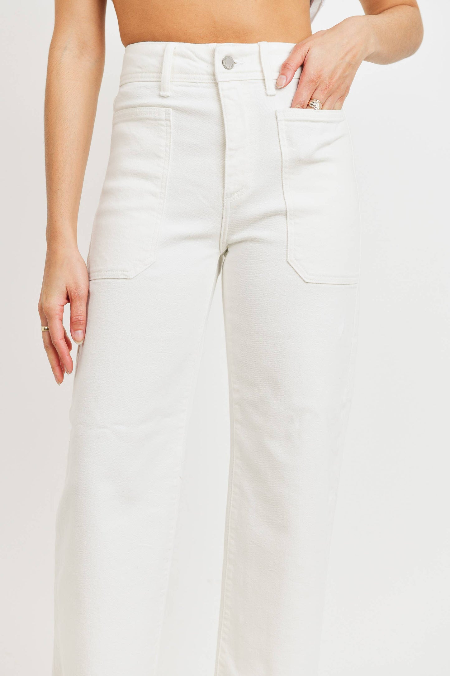 The Nautical High Rise Wide Leg Jeans | Off White