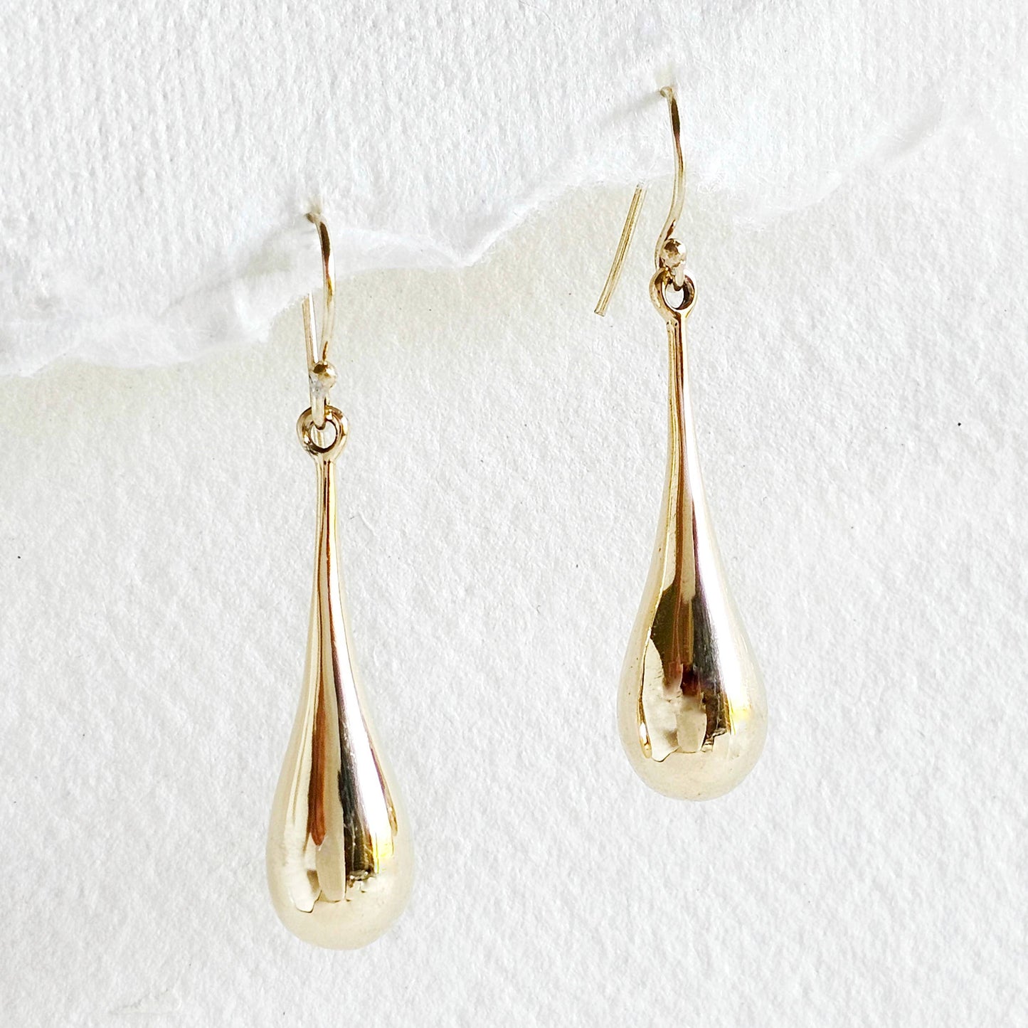 Brass droplet teardrop tear hanging dangle earrings